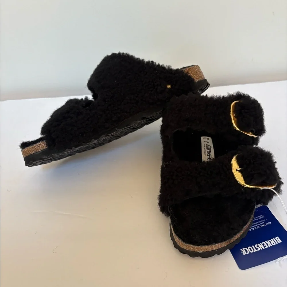 NWT Birkenstock Arizona Big Buckle Shearling Sandals Size 37